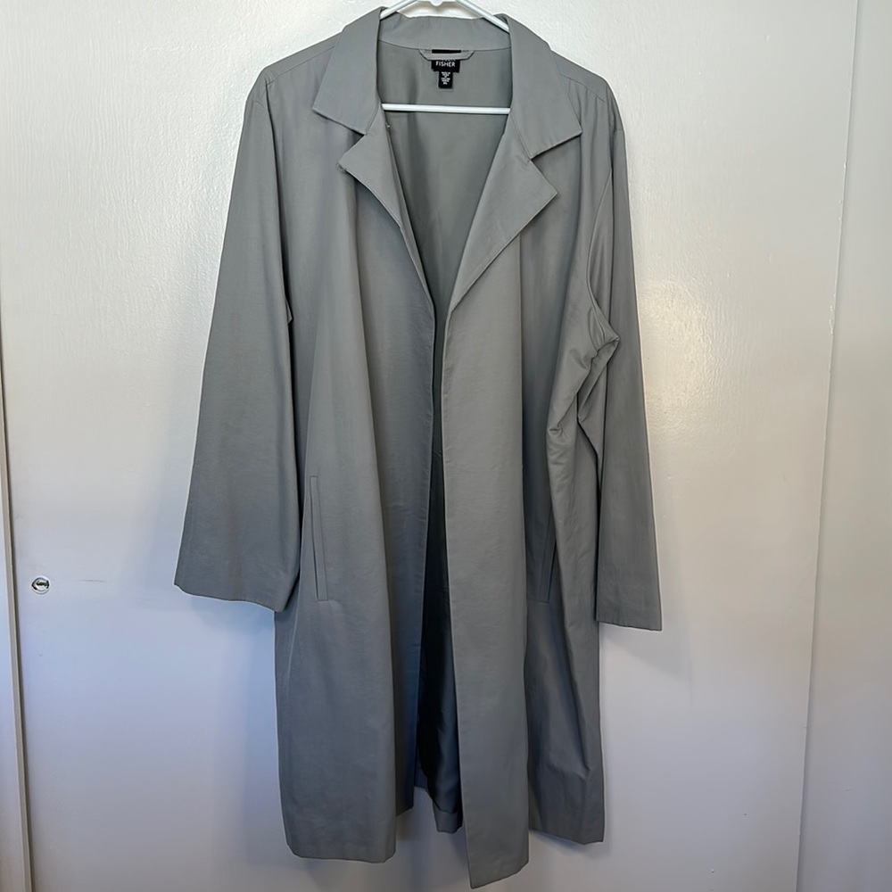 Eileen Fisher Grey Long Lightweight Open Front Coat